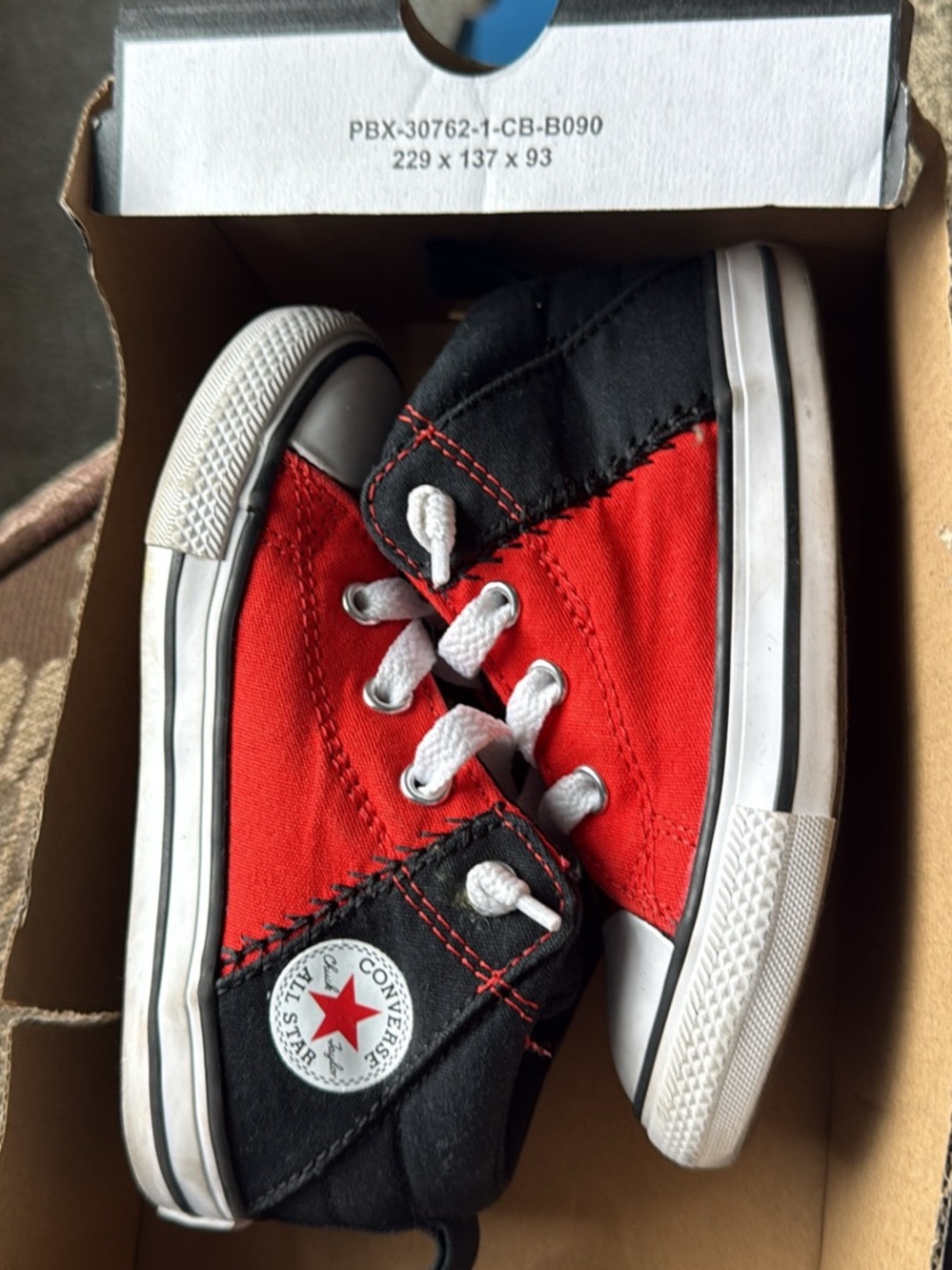 Converse Red and Black High Top Sneakers